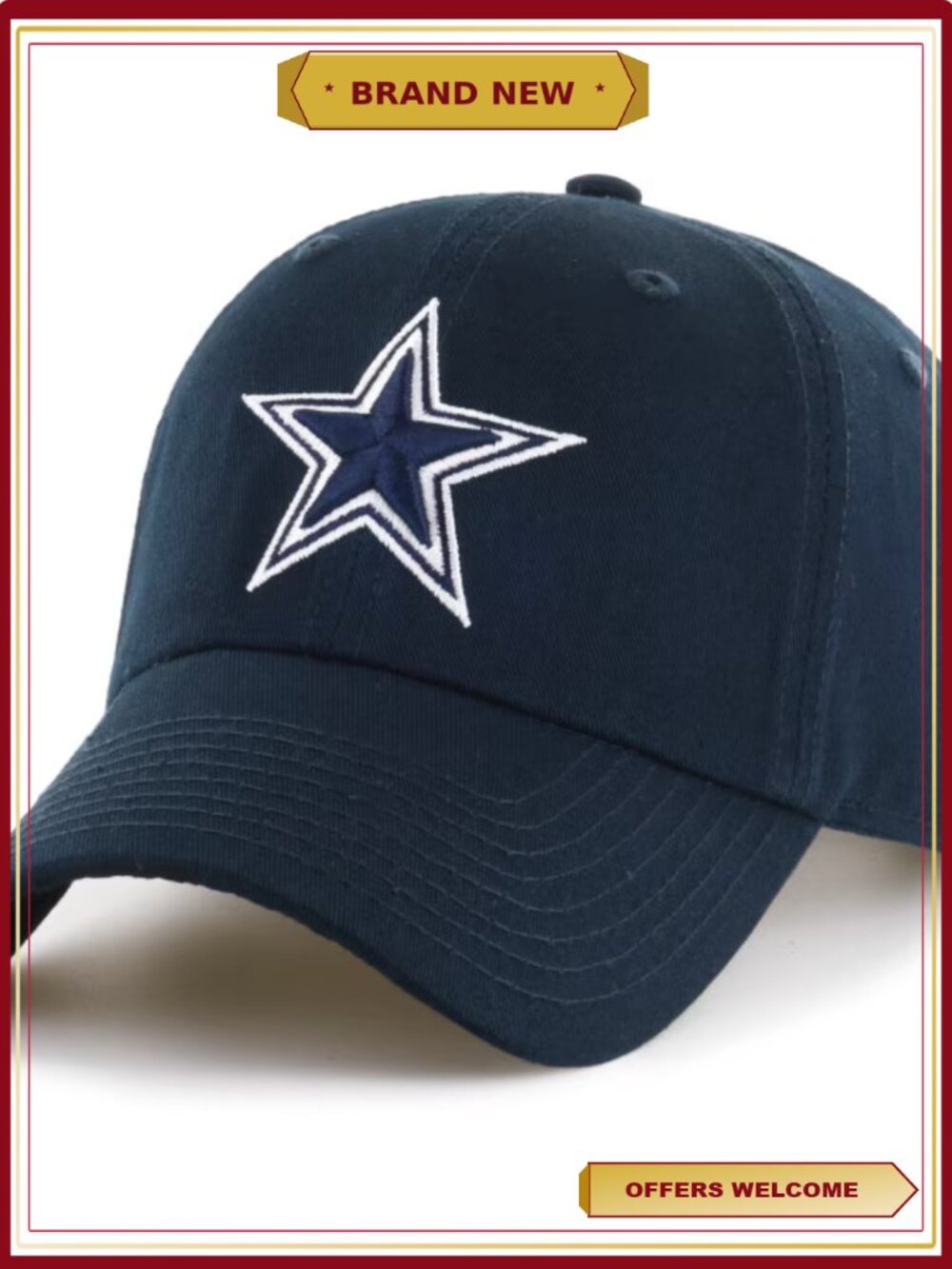 Dallas Cowboys Clean Up Adjustable Hat Unstructured Relaxed Fit Cotton Twill